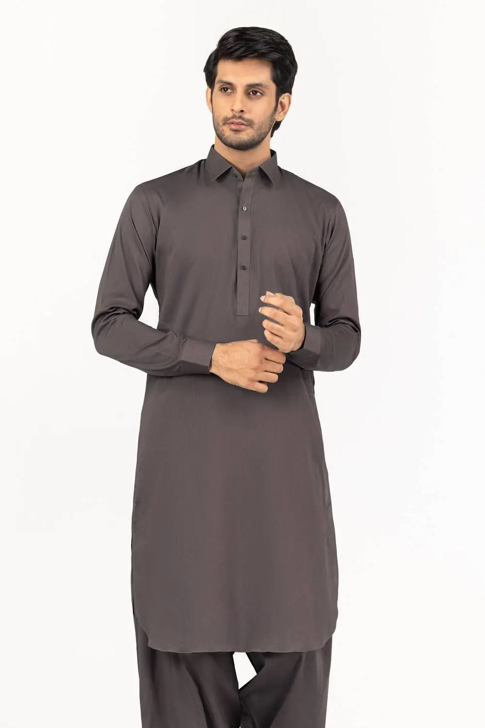 Prime  Unstitched Fabric Cotton Dark gray