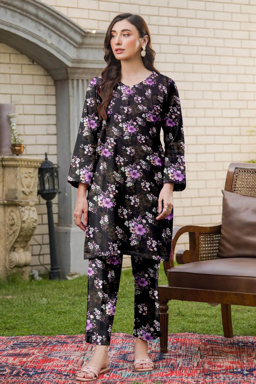 2 Pc Printed Linen Unstitched Suit IP-207